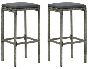 Barové stoličky Spade s poduškami - 2 ks - polyratan | šedé