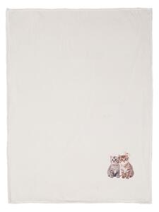 Krémový plyšový pléd s kočičkami Olli - 130*160 cm