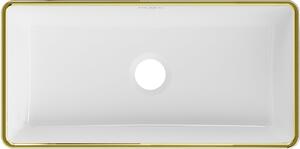 Mexen Nadia, umyvadlo na desku 46x23x12 cm, bílá lesklá-zlatý okraj, 21614605