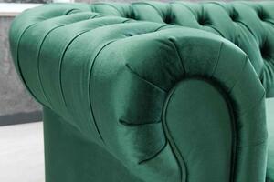 Designová trojsedačka Chesterfield 192 cm tmavě zelený samet