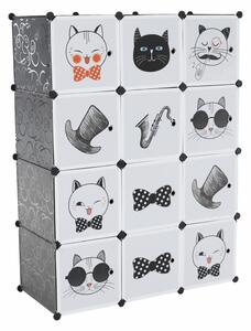 TEMPO Dětská modulární skříň, šedá/dětský vzor, AVERON