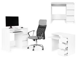 ModernHOME Univerzální bílý kancelářský počítačový stůl se 3 zásuvkami