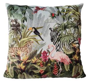 Sametový polštář s plameňákem Jungle Flamingo - 45*45*10cm
