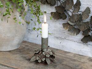 Mosazný antik kovový svícen na úzkou svíčku s květy Flower - 10*6*10cm