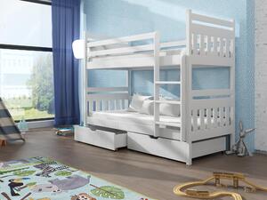 Dětská patrová postel 90 cm Aras (bílá) (s rošty). 615001