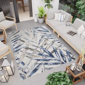 Makro Abra Moderní kusový koberec AVENTURA EC68B Listí palmy šedý modrý Rozměr: 160x230 cm