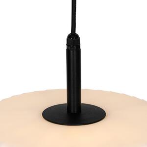 Moderní venkovní závěsné svítidlo černé s bílým stínidlem 45,6 cm IP44 - Robbert