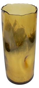 Zlatý skleněný svícen / váza s prohnutím - Ø16,5*40cm