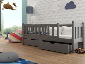 Dětská postel 80 cm Gussie (s roštem a úl. prostorem) (grafit). 1012774