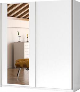 Idzczak Hit šatní skříň šíře 180 cm s posuvnými dveřmi a zrcadlem Matná bílá