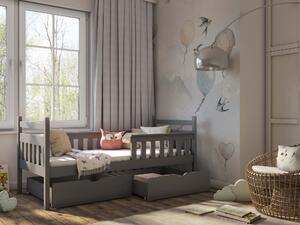 Dětská postel 80 cm Emelda (s roštem a úl. prostorem) (grafit). 1012794