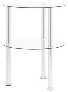 VidaXL 2patrový odkládací stolek průhledný 38 cm tvrzené sklo