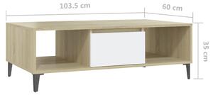 Konferenční stolek Brunati - MDF - 103,5x60x35 cm | bílý a dub sonoma