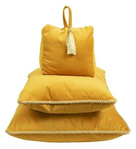 Zlatý sametový polštář s pleteným lemem - 35*45*10cm