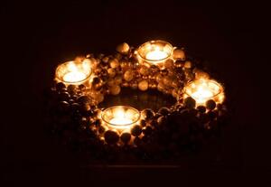 Měděno-krémový perličkový svícen na 4 svíčky Baubles - Ø 30cm
