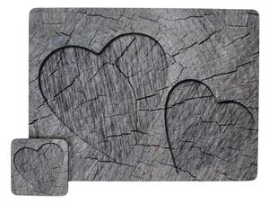 4ks šedé korkové prostírání srdce ve stromu Hearts grey - 30*40*0,4cm