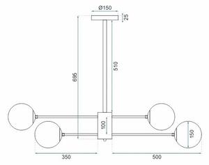 Toolight - Závěsné svítidlo 6xE27 APP262-6C, černá, OSW-05018