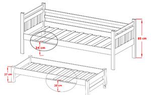 Dětská postel 80 cm DANNY (s roštem a úl. prostorem) (borovice). 1013004