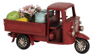 Kovový retro model červená rikša s nákladem - 16*7*8 cm