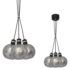 Závěsné svítidlo Omega1, 3x garfitové skleněné stínítko, b/g