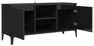 TV stolek Brunati s kovovými nohami - 103,5x35x50 cm | černý vysoký lesk