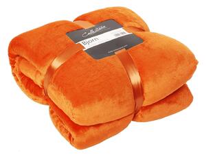Oranžový chlupatý pléd Bjorn orange rust - 150*200 cm