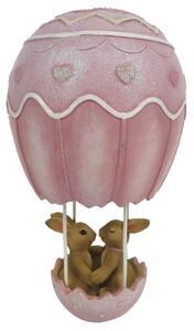 Dekorace králíčků v horkovzdušném balónu - 11*11*19 cm
