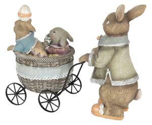 Dekorace králík s vozíčkem s králíčky - 21*8*11 cm