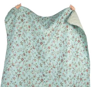 Tyrkysový přehoz na jednolůžkové postele s květy Flowers - 140*220 cm