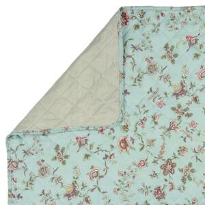 Tyrkysový přehoz na jednolůžkové postele s květy Flowers - 140*220 cm