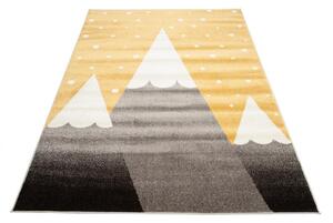 Dětský kusový koberec Vrcholky hor žlutý 133x190cm