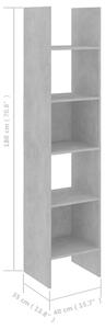 4-dílný set skříněk Xative na knihy - dřevotříska | betonově šedý