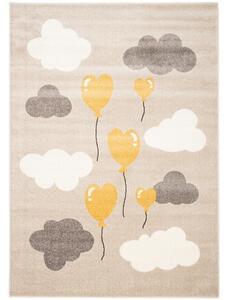 Dětský kusový koberec Žluté balónky béžový 133x190cm