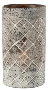 Šedá skleněná váza Checkered - Ø14*25 cm