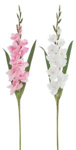 2ks bílá a růžová umělá květina gladiol / mečík - 12*102 cm