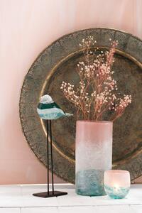 Tyrkysovo - růžový skleněný svícen / váza Blush L - Ø14*15 cm