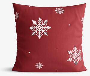 Goldea bavlněný povlak na polštář - sněhové vločky na červené 40 x 60 cm