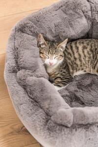 Béžový chlupatý kulatý pelíšek pro kočičku Rondi - Ø 50*19 cm
