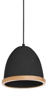Závěsné svítidlo Studio, 1x dřevěné/černé kovové stínítko, (fi 21cm), b/br