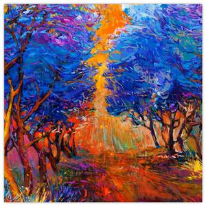 Obraz - Podzimní koruny stromů, moderní impresionismus (30x30 cm)