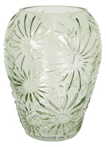 Zelená skleněná váza s květy Jasmina – Ø 22*30 cm