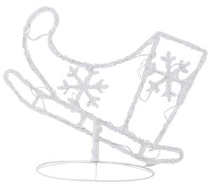 Akryloví vánoční létající sobi a sáně - 260x21x87cm | studená bílá