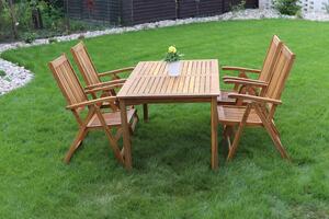 Zahradní dřevěný stůl Luc + 4x dřevěná polohovací židle Viet