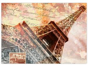 Obraz - Eiffelova věž ve vintage stylu (70x50 cm)