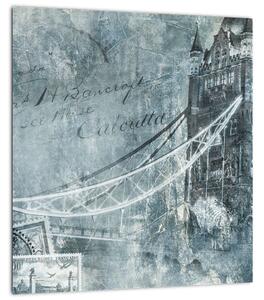 Obraz - Tower Bridge v chladných tónech (30x30 cm)