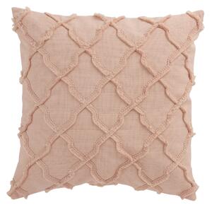 Růžový bavlněný polštář s třásněmi Rhombuses - 43*43 cm