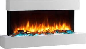 Elektrický nástěnný krb BALDERIA Ignis – výkon až 2000 W, 3D efekt plamenů, bílý