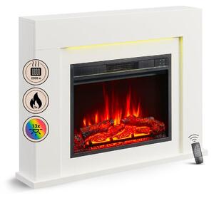 Elektrický krb, stojací model BALDERIA, design Finn – výkon až 2000 W, bílý