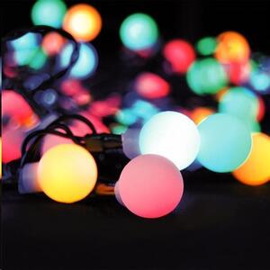 Solight LED 2v1 venkovní vánoční řetěz, koule, dálkový ovladač, 100LED, RGB+bílá, 10m+5m, 8 funkcí, IP44