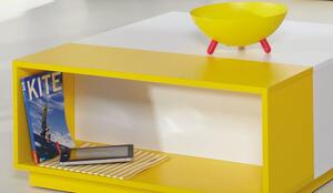 Konferenční stolek Mobi, bílý/žlutý